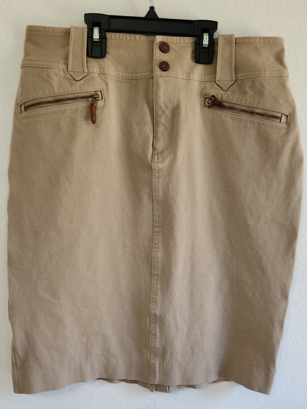 Lauren Ralph Lauren Khaki Pencil Skirt with Zip Pockets Size 8